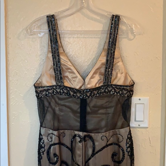 Black and Champagne Beaded Gown - Picture 4 of 5